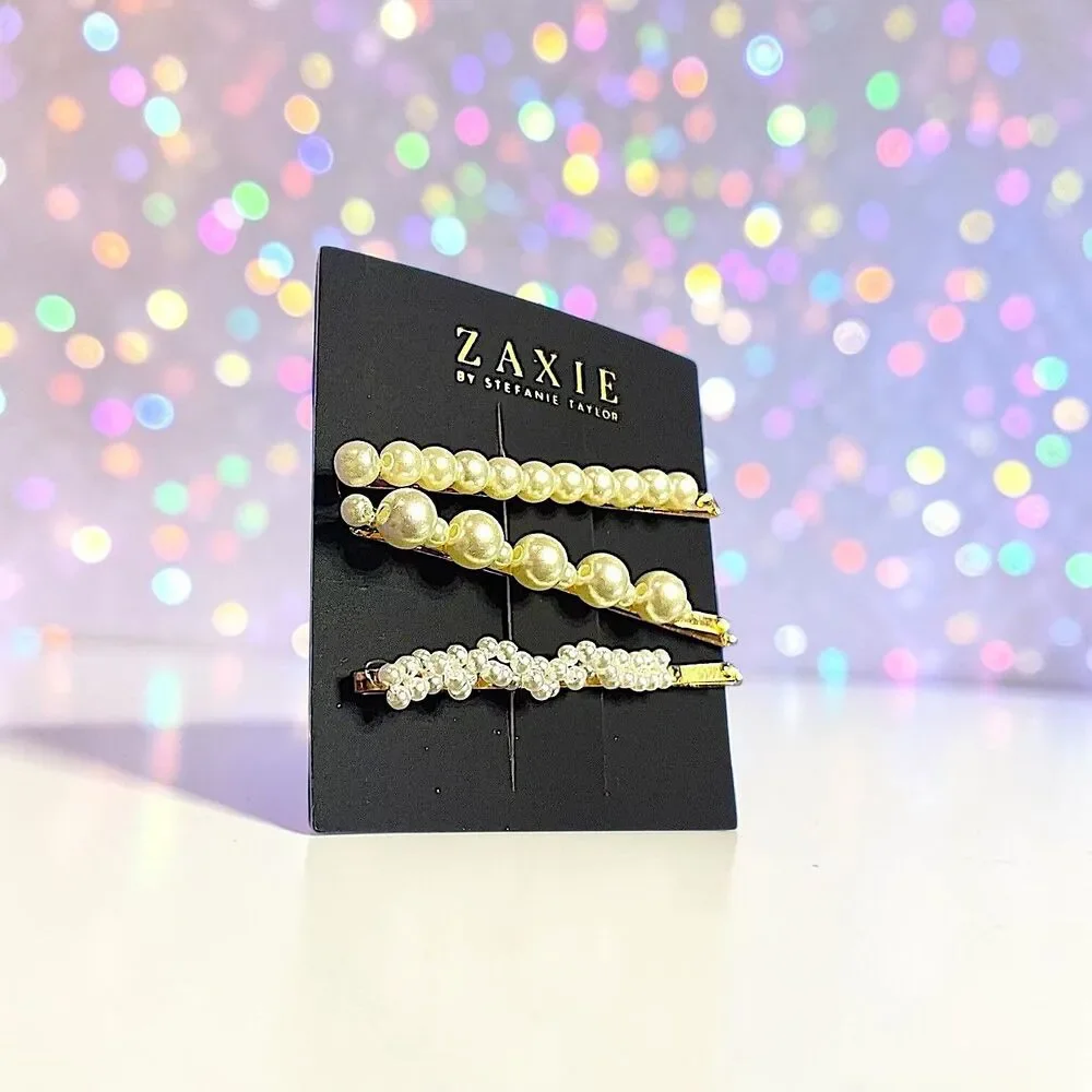 ZAXIE by Stefanie Taylor Pearl Hair Clips Brand New With Tags